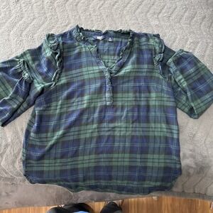 Lands End Women's Plaid Shirt